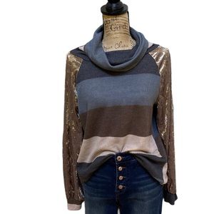 Honeyme multicolored striped long sleeved sweater